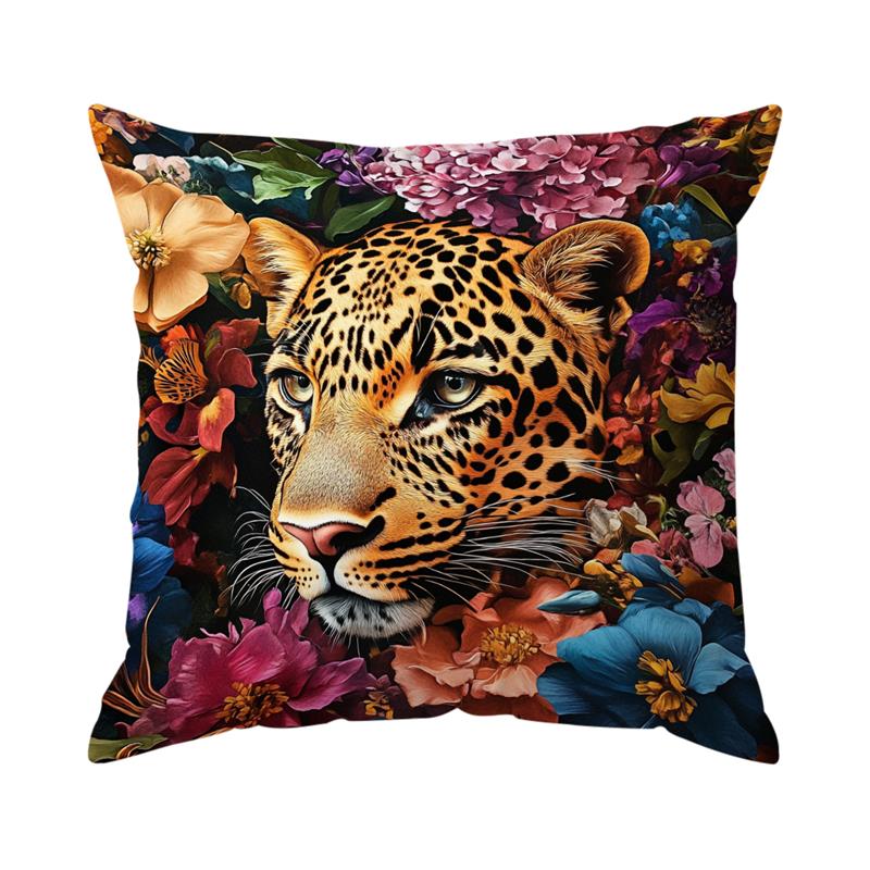 Leoparder blomster puter putetrekk trykt polyester 45 x 45cm kasteputetrekk dekorativ sofapute putetrekk hjemmedekor: Blå