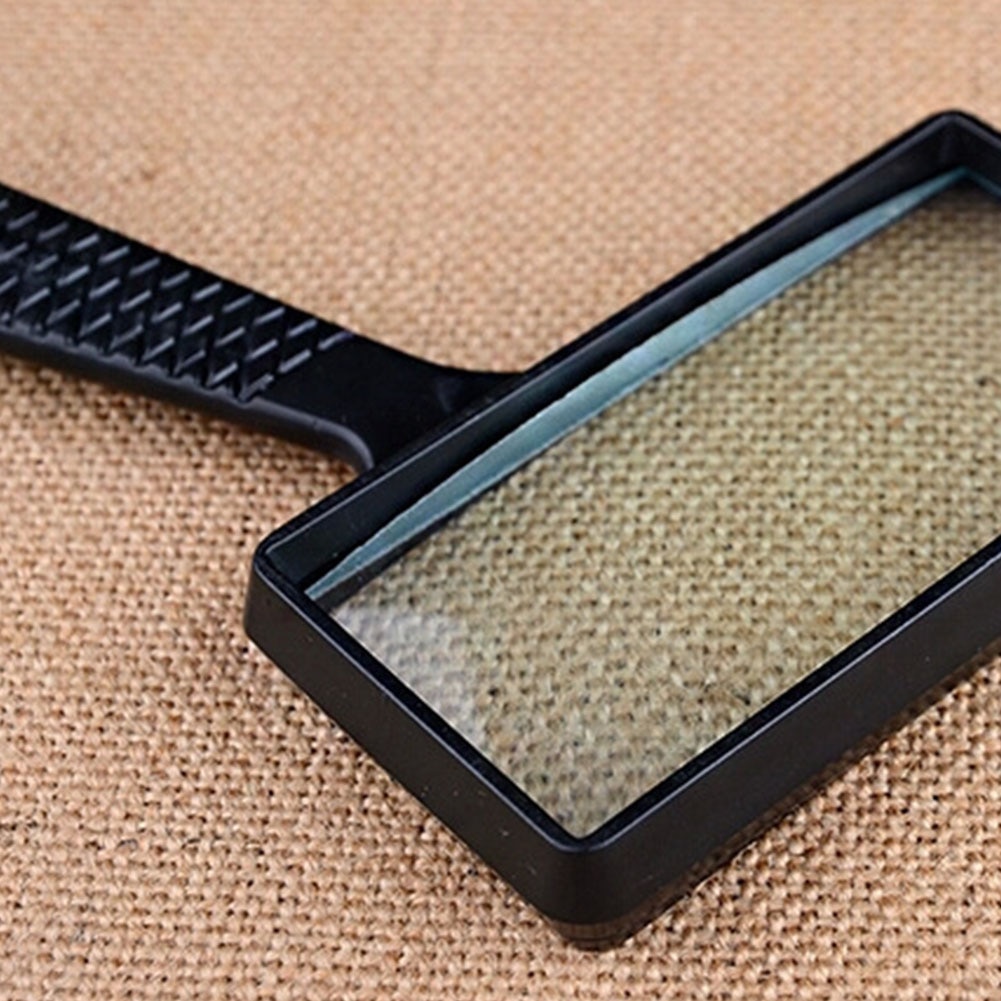 5X Magnifying Glass Jewelry Identify Hand Loupe Glass Lens Reading Magnifier Rectangular Shape Long Handle Old Man Students