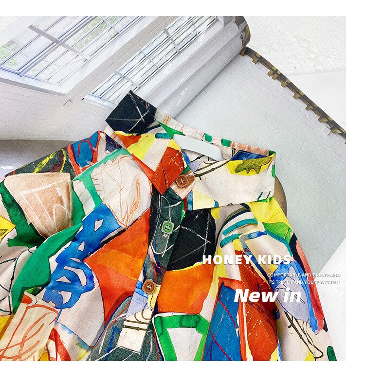 Summer Girls Print Short Sleeve Cotton Shirts Baby 2022 summer 8 10 years Teen Girls Tops Outfit