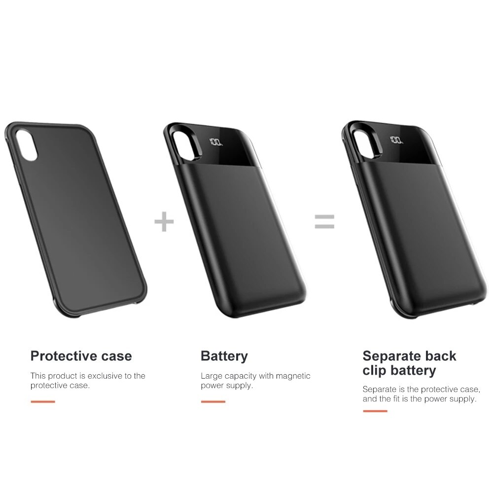 For iPhone X XS XR XS Max 11 11 Pro 11 Pro Max Battery Case Power Separate Wireless Charging Battery Case Smart Digital Display