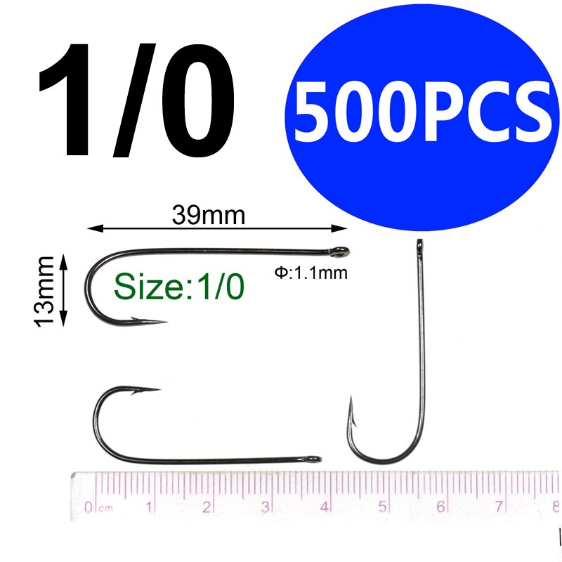 Bimoo 500PCS Aberdeen Long Shank Fish Hook Saltwater Fresh Water Hooks Sabiki Rig Streamer Fly Hook Size 10 4 2 2/0: size1I0 500pcs