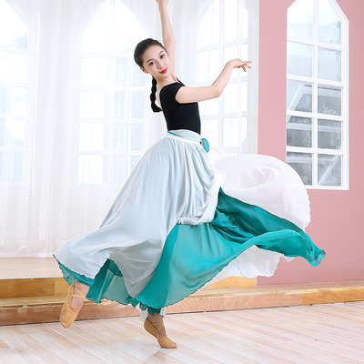 Buikdansrok Dubbelzijdig Chiffon 360 Graden Klassiek Balletdans Lange Rok Warp Rokken Rode Rok Buikdans Outfit: XL / GRIJS