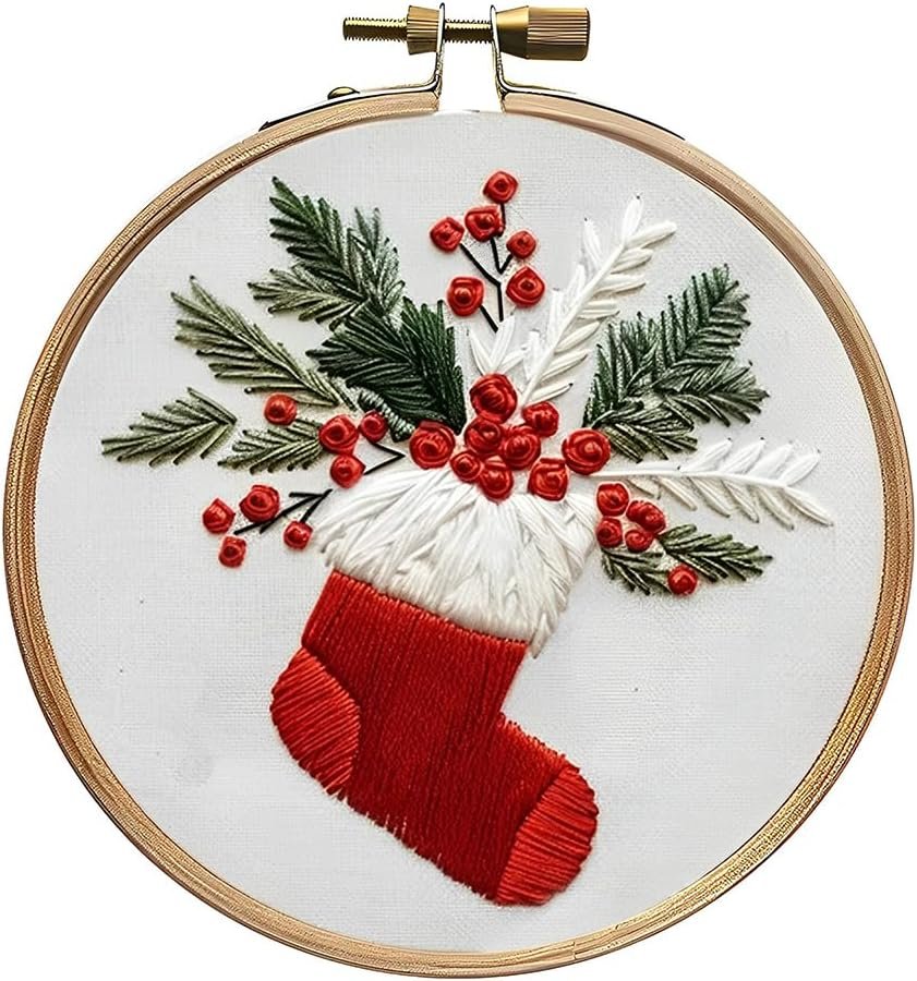 Kit de bordado navideño con muñeco de nieve de gnomo, Kit DIY para adultos con instrucciones de hilo de aguja, decoración del hogar