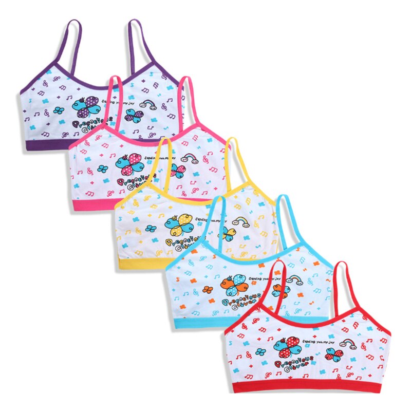 1pcs Teenage Girls Training Bra Kids Underwear Bras Cartoon Girls Vest Crop Top 8-14years Cartoon Prints Bras Cute girl's Vest