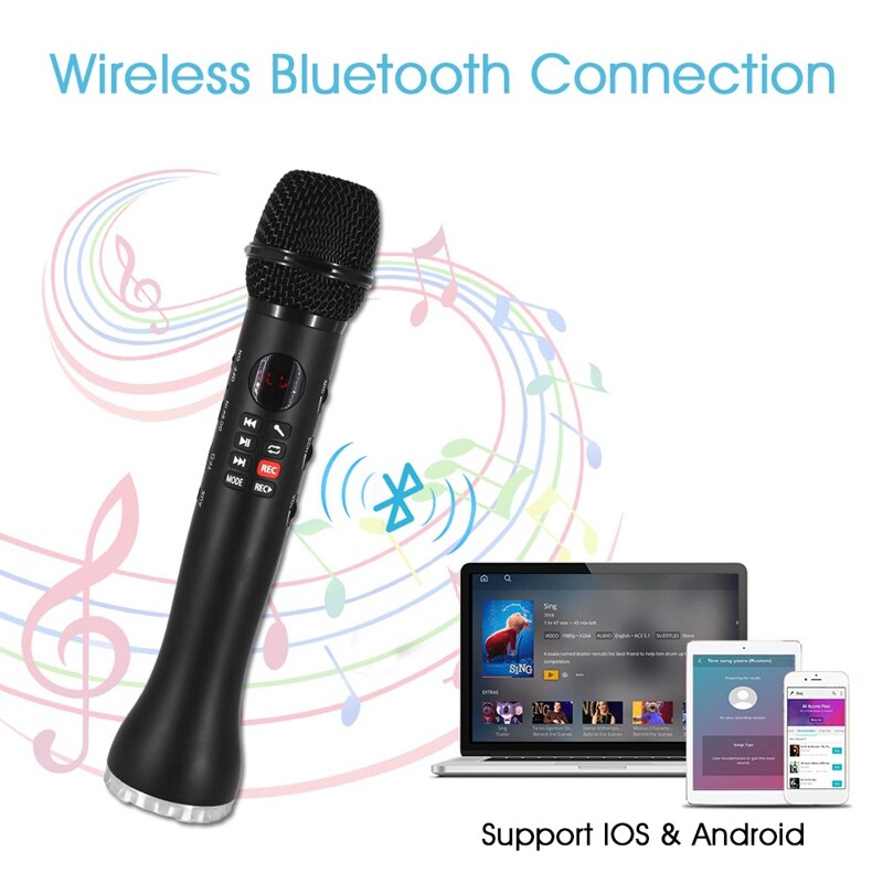 Micrófono de Karaoke , inalámbrico, portátil, Bluetooth, condensador de mano para teléfono Iphone