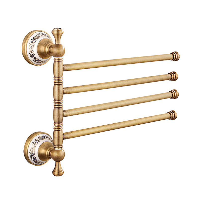 Antique Brass Movable Towel Bar for Bathroom, Kitchen Bath Towel Holder Hangers Wall Mount Heavy Duty 8024DH-4: WHITE