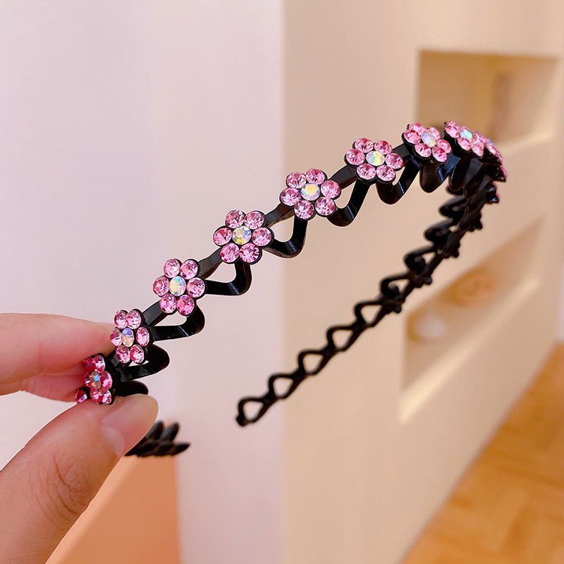 Hair Accessories Flower Rhinestone Pearl Non-Slip Hairbands Elastic Headband Women Hair Hoop Bands Bezel Girls Headdress: Yellow