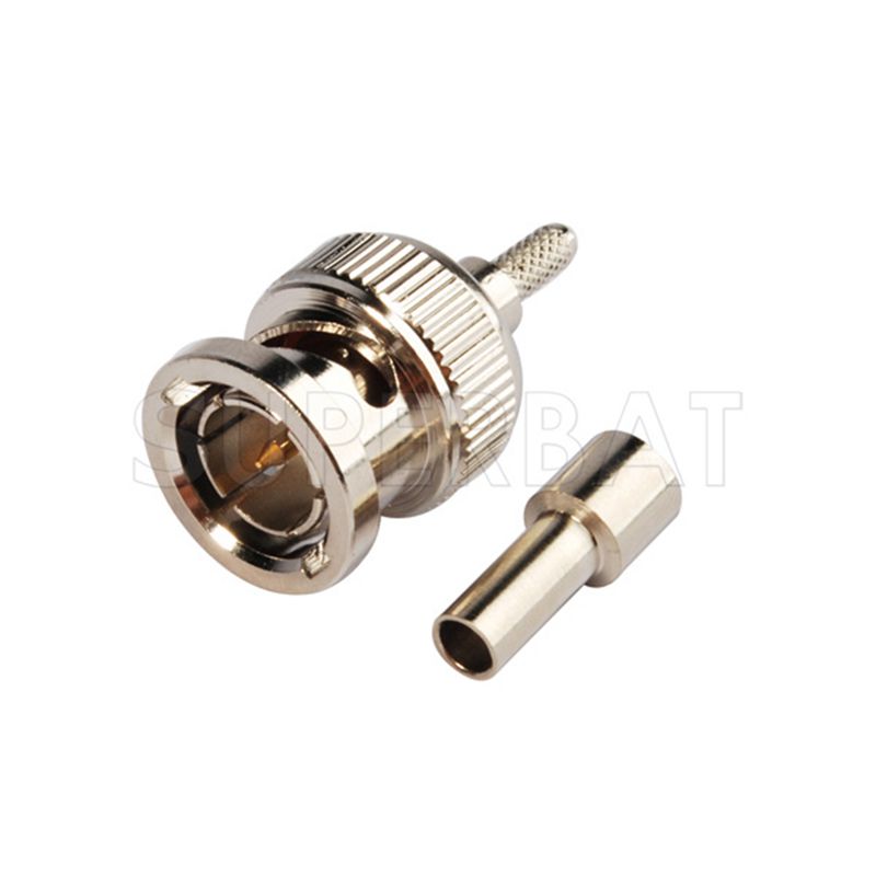 Superbat 10 Uds 75 Ohm BNC enchufe macho recto Crimp accesorio conector Coaxial RF para Cable RG174 RG316 LMR100 RG179 Video Test