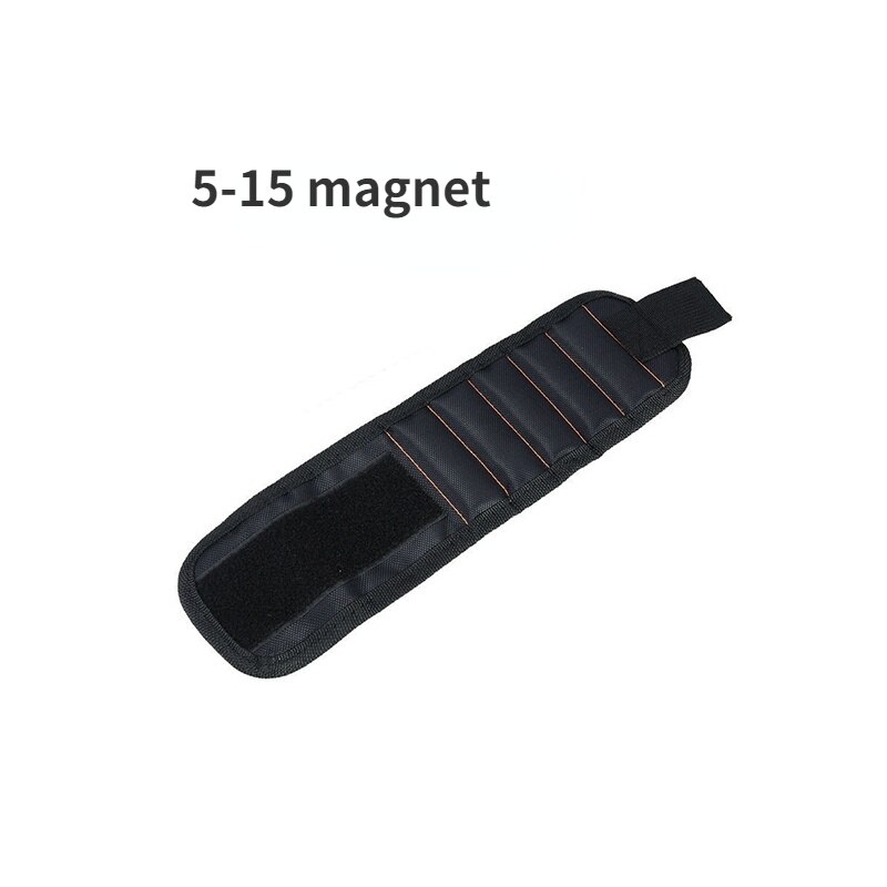 strong magnetic wrist strap screw nut bolt drill repair kit storage box portable tool bag: Black-5-15