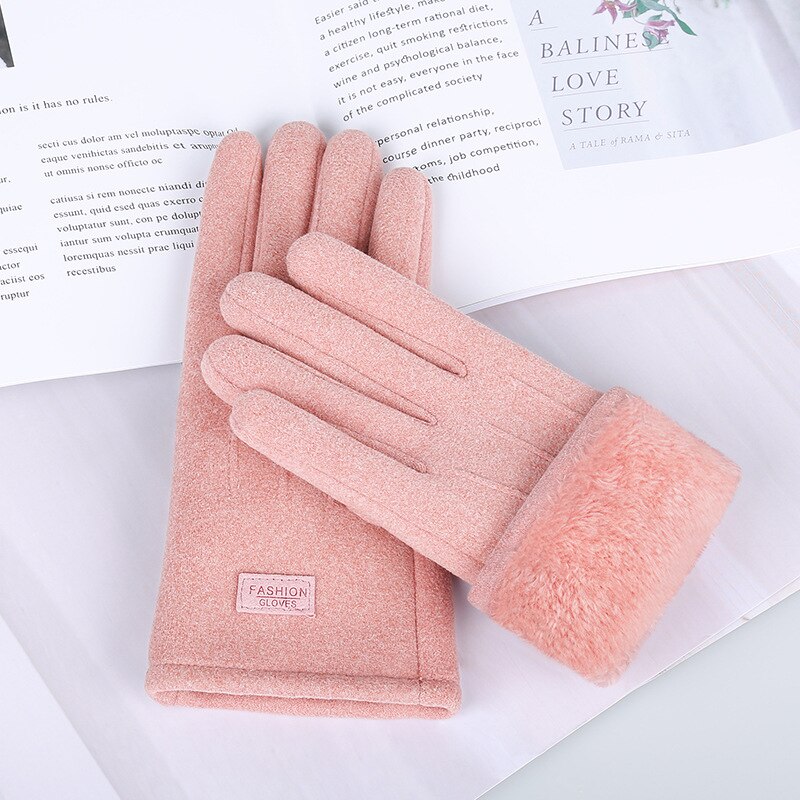 Winter Ladies Warm Gloves Thick Touch Screen Plus Velvet Riding Self-Heating Gloves Drive