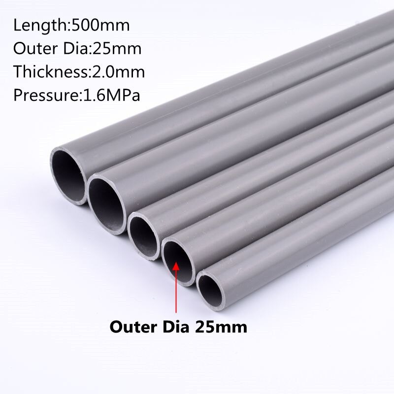 2pcs Length 50cm Outer Diameter 20~63mm PVC Grey Pipe Aquarium Fish Tank Tube Garden Irrigation Watering Fittings 50cm Long: Inner Dia25mm