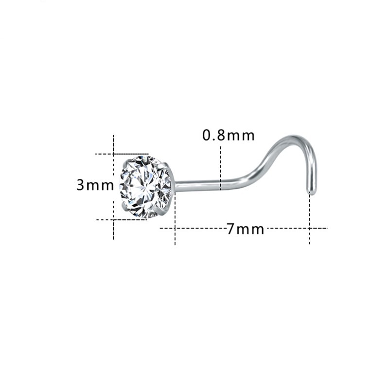 3- teiliges einstellen nasenstecker aus kristall, nasenring-stecker-einstellen, nasenpiercing-schrauben aus edelstahl, nasenseptum-durchbohren-schmuck