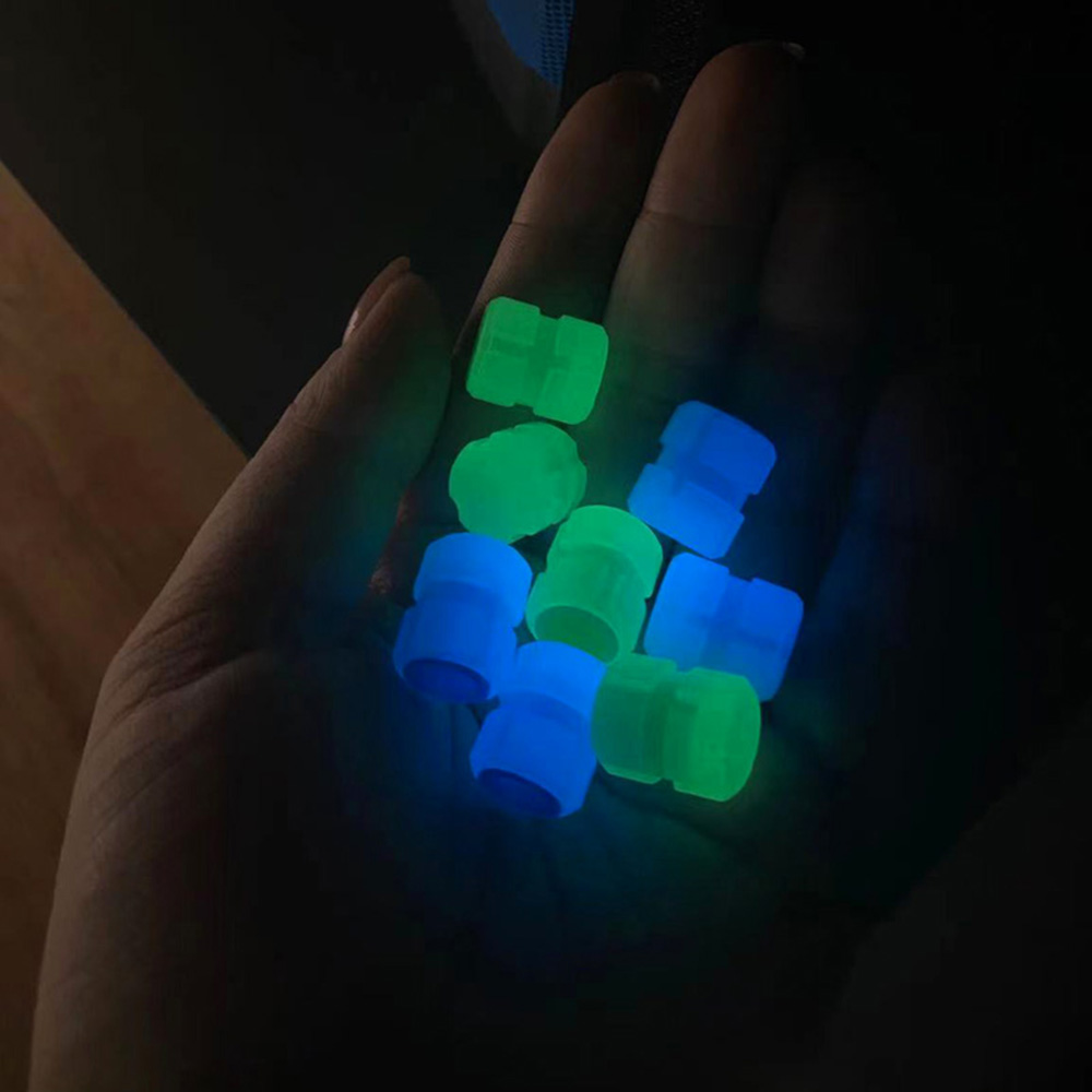 Tapas de válvula luminosas fluorescentes, verdes, azules, brillantes, para coche, motocicleta, rueda de bicicleta, estilo, cubo de neumático, decoración automática
