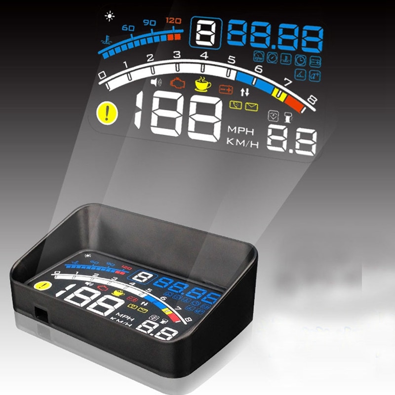 Coche HUD Head-Up Display Auto OBDII Port Head-Up Display coche Styling lector velocidad Auto-adaptable coche combustible Etc pantalla de parámetros Al