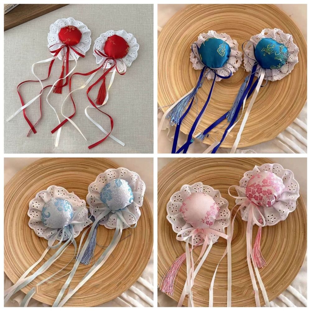 Lazo de encaje Chun-Li Clip para moño de pelo Cheongsam tocado con volantes horquilla de estilo chino accesorios para el cabello pasadores