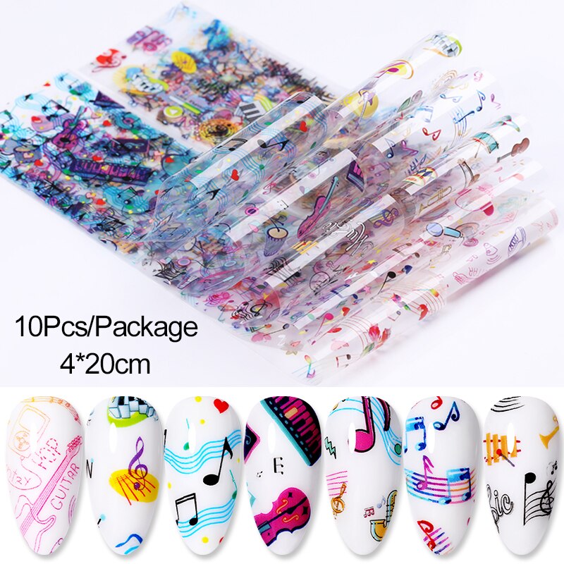 10 Stks/set Nail Stickers Kleurrijke Holographics Vlinder Transfer Stickers Nail Folies Decals Diy Nail Art Decoratie: 10pcs-7