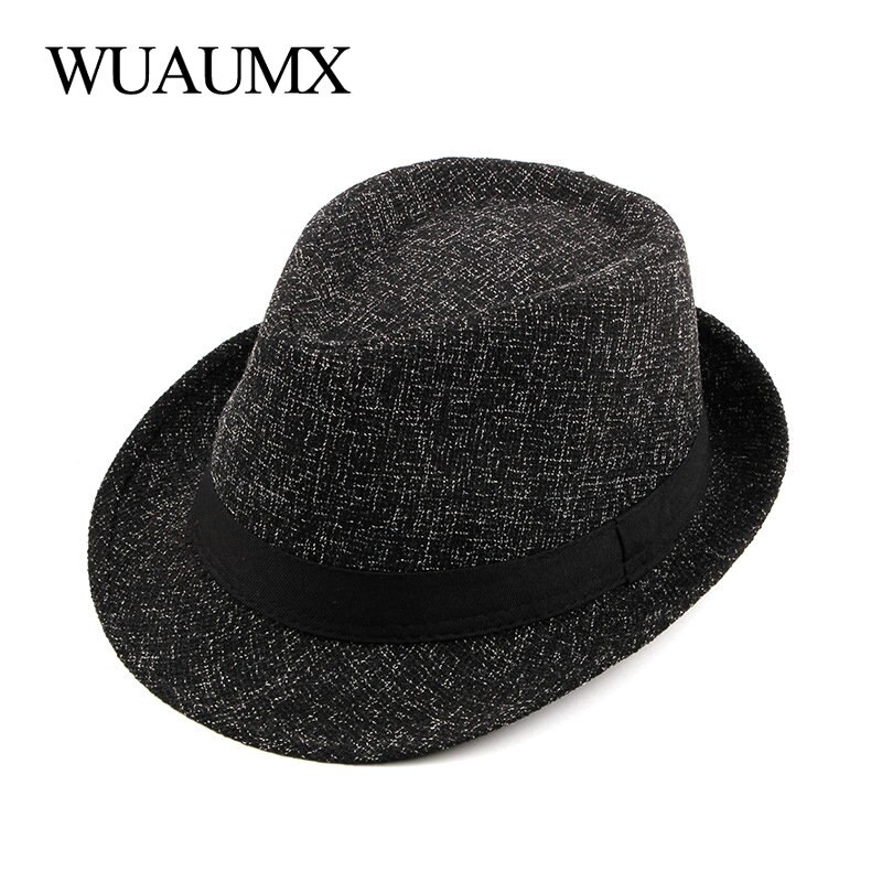 Wuaumx Herfst Winter Mannen Hoed Fedora Hoed Voor Man Vrouw Retro Bowler Hoeden Gentleman Jazz Caps Mannen fedora Pet