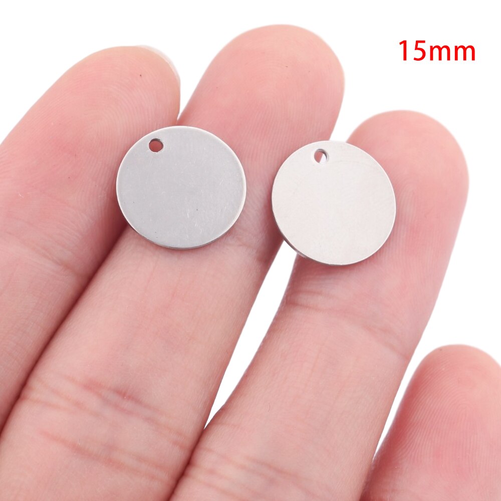 Pendentifs en acier inoxydable en métal rond estampage disque blanc breloques chien étiquettes résultats de bijoux pour pendentif collier faisant des accessoires: 15mm 30pcs