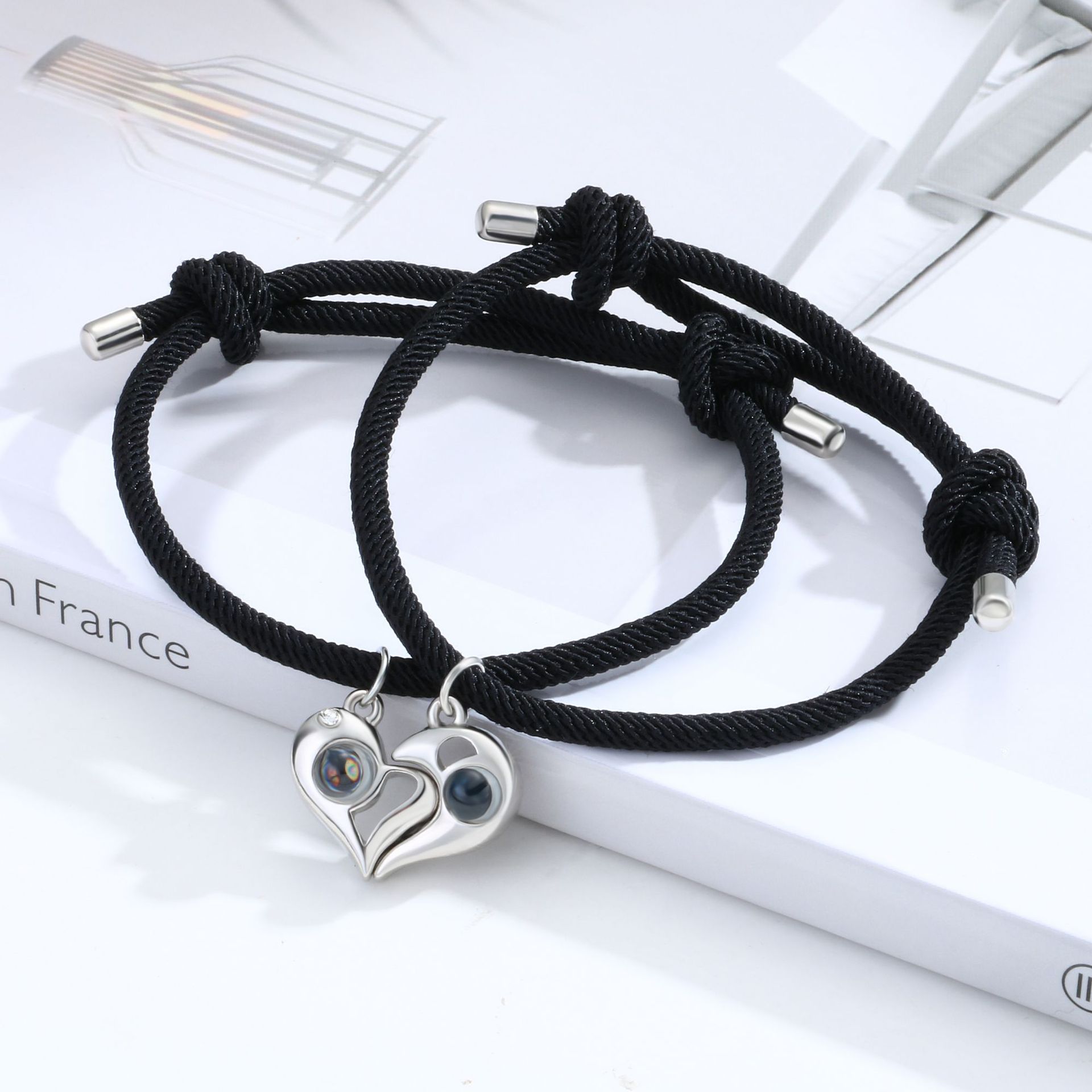 Mode Liefde Paar Armband Magneet Trekt Projectie Steen 100 Talen I Love U Valentijnsdag Armband