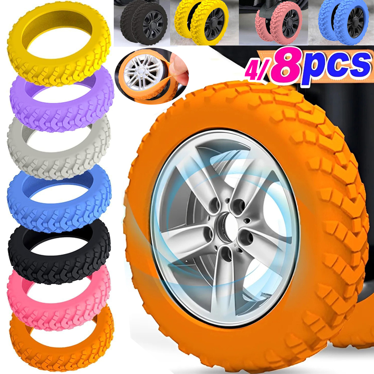 4/8 Stuks Bagage Wielbeschermers Covers Siliconen Koffer Wielbeschermers Trolley Case Stille Caster Mouw voor Slijtvast
