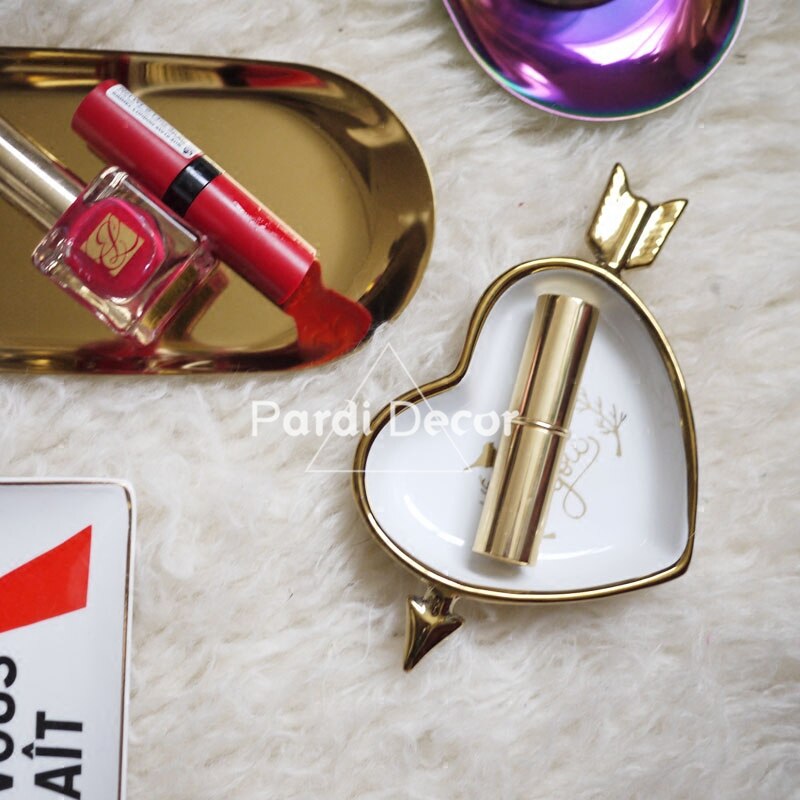 Cupidon doré flèche plat en forme de coeur/bijoux saint valentin assiette/décoration assiette à dessert 1 pc/lot