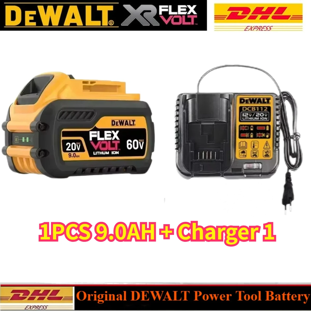 Originalt dewalt batteri 20v, 2.0v-9.0ah,  genopladeligt lithium-ion-batteri, dcb 115,  dcb 118,  dewalt værktøjsbatteri + oplader