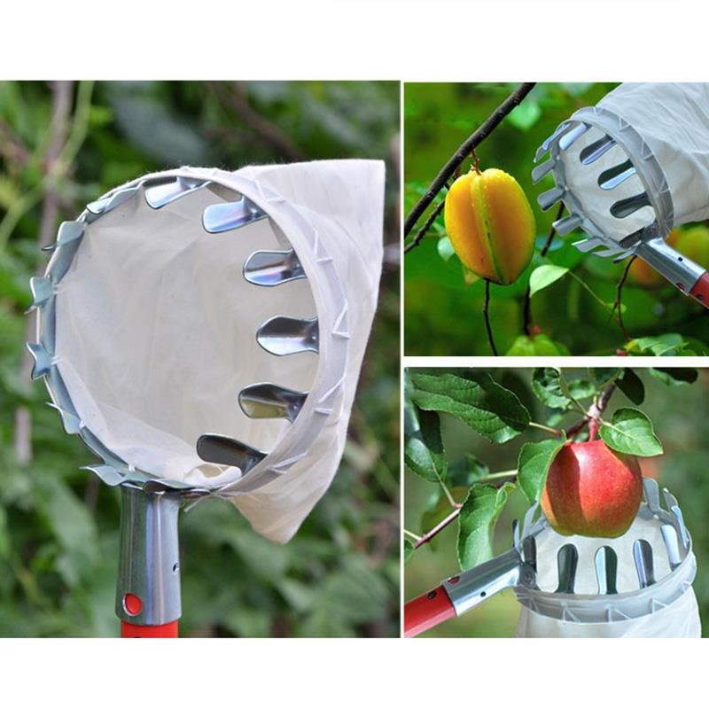 Metal Fruit Picker Convenient Fabric Orchard Gardening Apple Peach High Tree Picking Tools