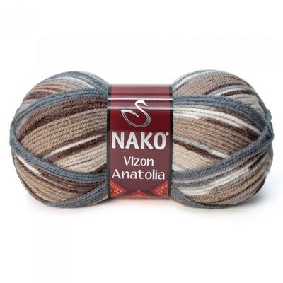 Nako Vizon Anatolia Yarn Dıy Knitting Rope Yarn Multicolor Shawl Cardigan Scarf beanie colored rope Soft 100% Premium Acrylic: 81032