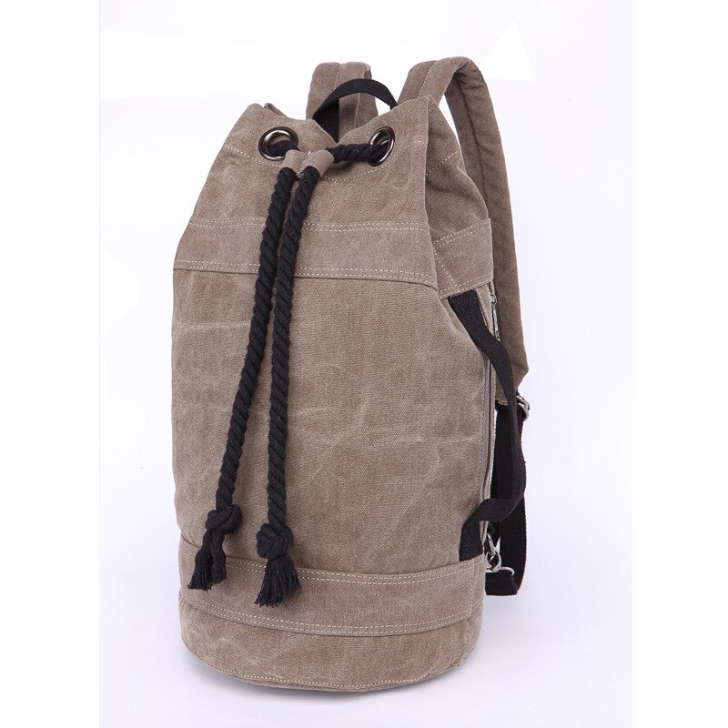 Brand Men's Casual Backpack Korean Canvas Shoulder Bag Trend Couples Basketball Bag Drawstring School Daypack: big army grey