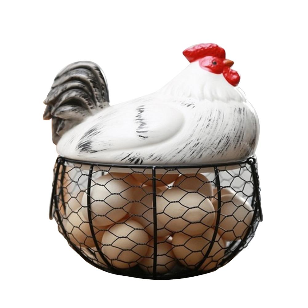 Keramik æg stativ kylling silke æg kurv frugt kurv samling keramisk kylling spire dekoration køkken opbevaring #co: C