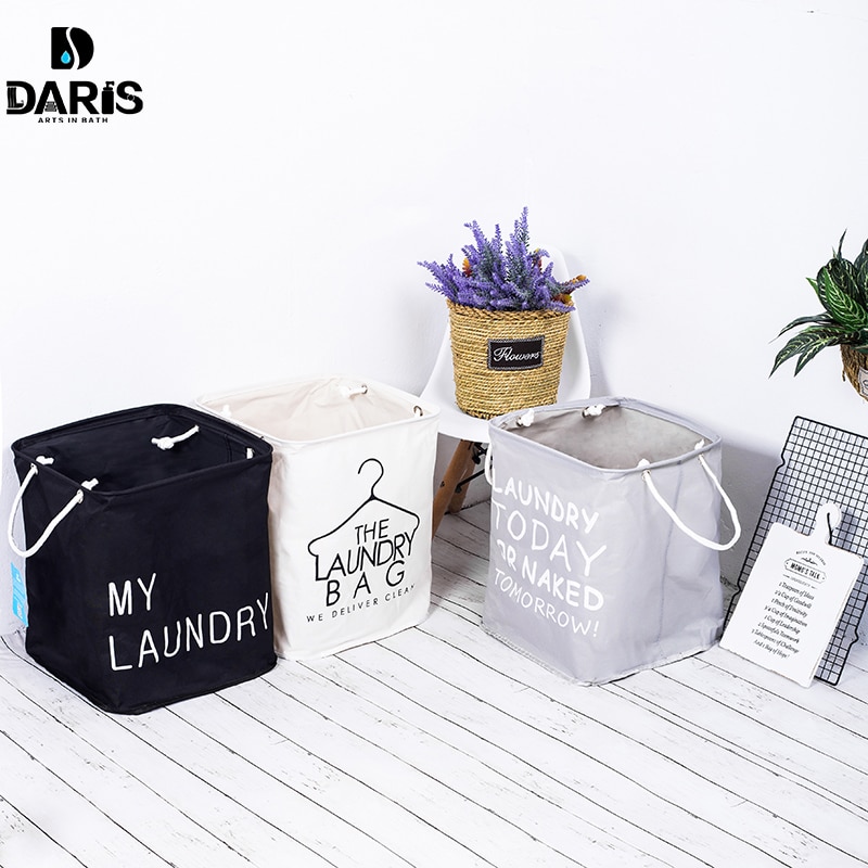 SDARISB Bathroom Family Laundry Basket Folding Cotton Foldable Large Oxford Cloth Grey Toy Laundry Basket