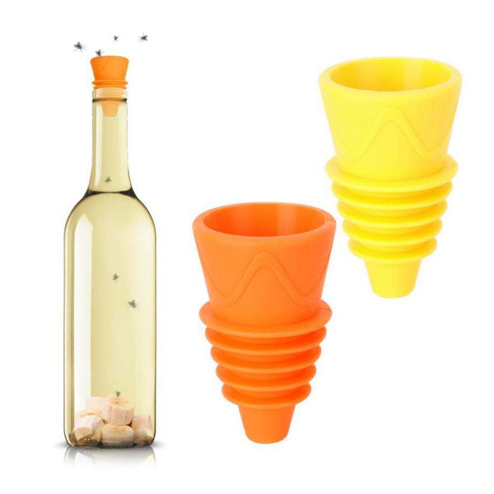 4/6/8Pcs Outdoor Indoor Kithchen Silicone Reusable Fruit Fly Traps Catcher Tool simply add some baits to the bottle trapping