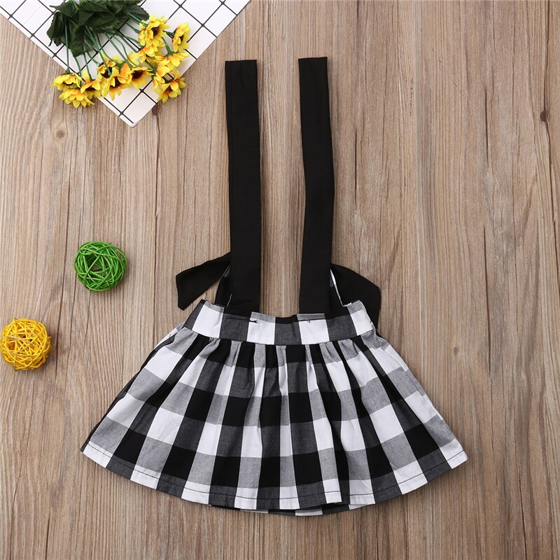 Emmababy Girls Skirt Summer Toddler Baby Girl Party Princess Cotton Strap Skirt Plaid Kids Skirts Girls Sundress 6M-4Y
