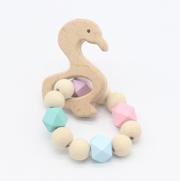 Wooden Baby Bracelet Animal Shaped Jewelry Teething For Baby Toy