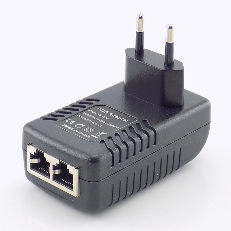 Inyector POE de 12V 1A, enchufe de pared, adaptador de fuente de alimentación POE, adaptador inalámbrico de Ethernet para cámara IP CCTV US/EU Plug A7