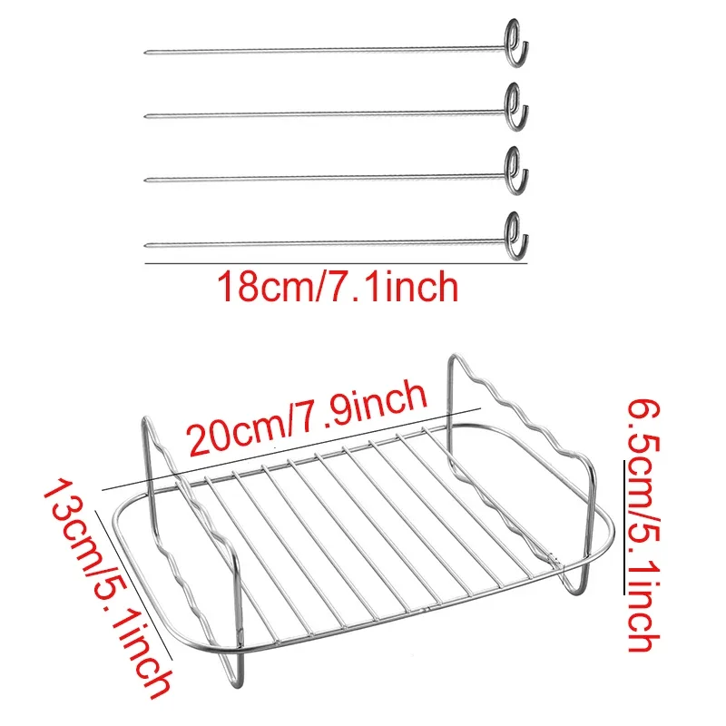 Multi-layer Detachable Grill Rack Thickened Air Fryer Baking Rack Metal Square/Round/Rectangle Oven Grill Racks Kitchen Tools: Clear