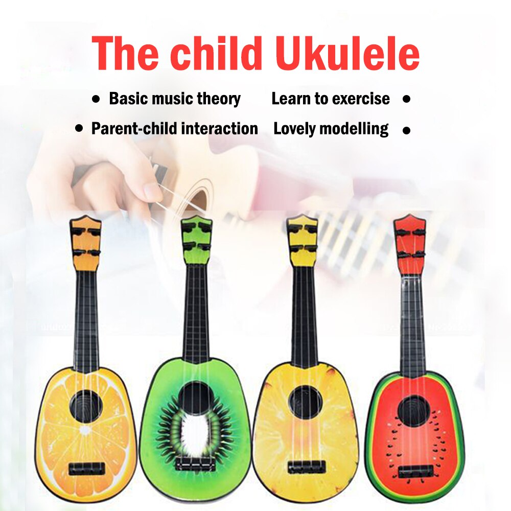 1Pc Kinderen Kids Leren Gitaar Mini 4 String Leuke Fruit Ukulele Kinderen Kids Muziekinstrumenten Educatief Ukulele Speelgoed