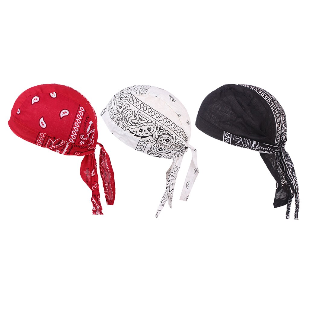 3Pcs Unisex Bandana Hoed 100% Katoen Unisex Durag Print Cap Ademend Chemo Tulband Mode Headwrap Hoofddeksels Pirate Head Sjaal: Type 2