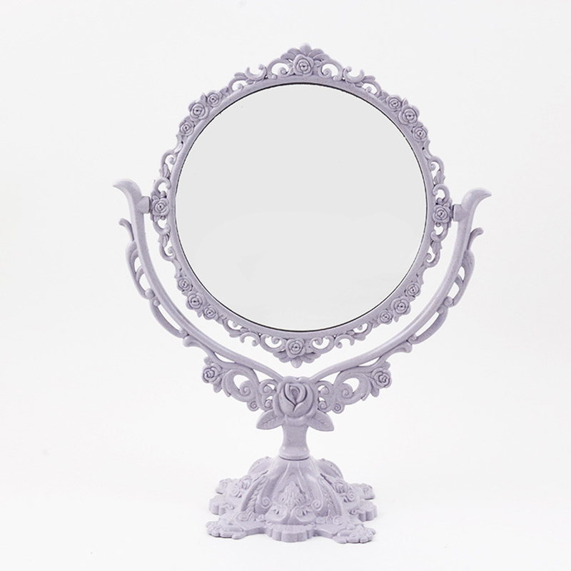 Espejo de maquillaje de escritorio estilo europeo espejo gótico giratorio herramienta de belleza de decoración de Mariposa o rosa redondo Oval forma de corazón espejo de maquillaje