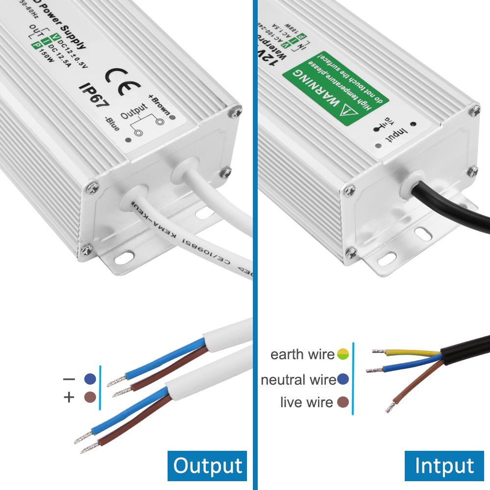 Ac 110v 220v til  dc 12v 24v vandtæt led driver 10w 20w 30w 50w 60w 100w 150w ip67 led strømadapter til udendørs brug