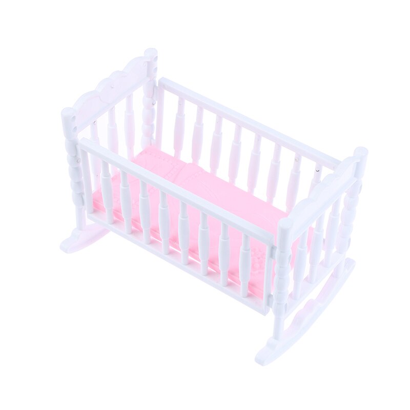 Puppe Haus Licht Rosa Weiß Baby Puppe Shaker Spielzeug Zubehör Bett Wiege Krippe Puppe Haus Zubehör Dekor