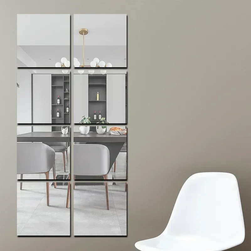 9 sztuk kwadraty lustrzane naklejki ścienne wysokiej jakości samoprzylepna srebrna naklejka strona główna sypialnia lustra robić salonu tapeta dekoracyjna