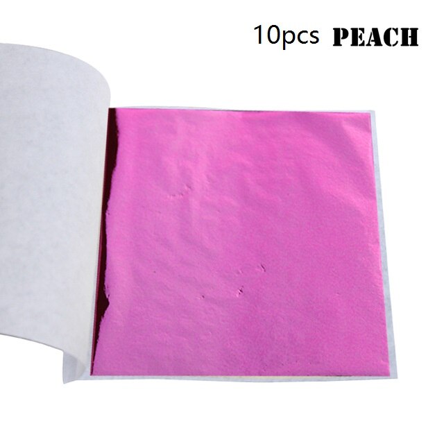 10 Stck Gold Folie Papier DIY Nagel Gold Blatt Blätter Malerei Gold Blatt Papier Harz Dekoration Gold-überzogene Möbel Gold Folie: Pfirsich 10Stck
