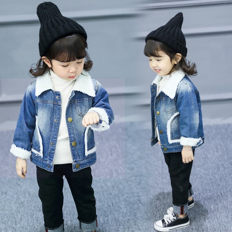 girl cowboy coat children winter style Korean winter coat thick: 3T