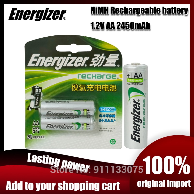 Energizer Original 1.2V AA Rechargeable Batteries 2450mAh Ni-MH AA Battery for camera Anti-dropping toy car