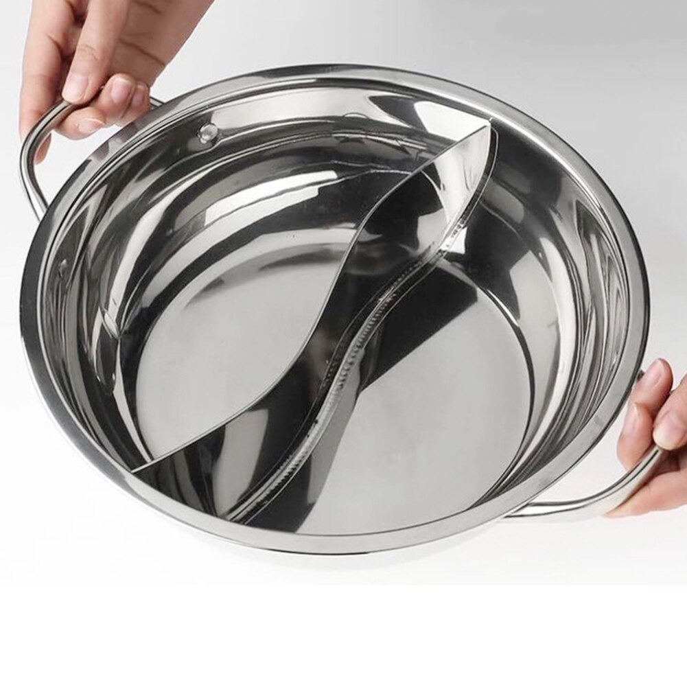201 Stainless Steel Pot Hotpot Induction Cooker Gas Stove Compatible Pot Home Kitchen Cookware Soup Cooking Pot Twin Divided