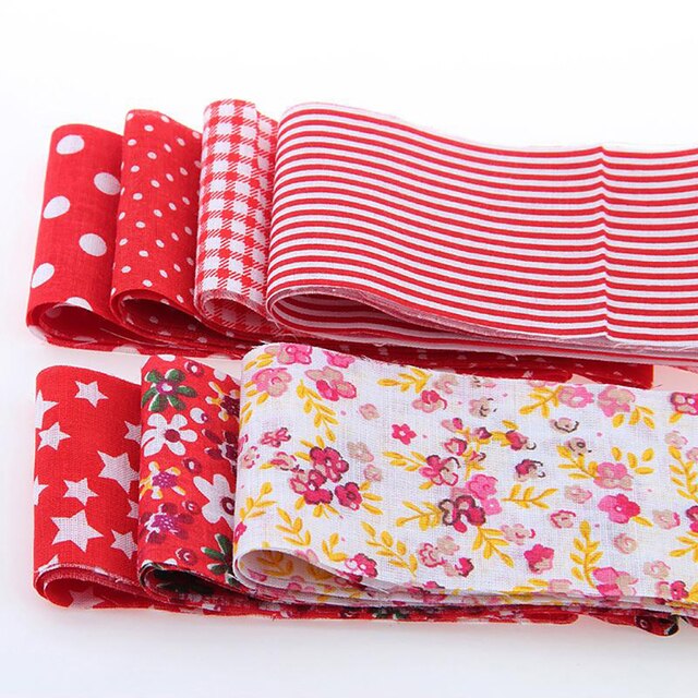 Telas de algodón fino de baja densidad, tela de retazos de tiras, Material de costura y acolchado para bricolaje, accesorios hechos a mano, 6x10 0cm/tobillo: Red