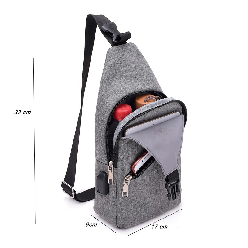 Moderno Paquete de bolsos de un solo hombro para hombre, bolso cruzado con carga USB, mochila antirrobo de una sola Correa