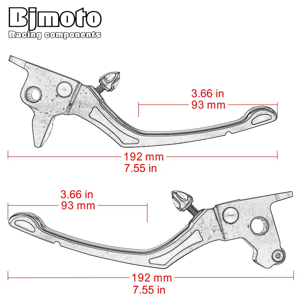 Bjmoto cnc motorsykkel justerbare bremse clutch hendler for harley touring street glide spesielle flhxs flhx flhtk flhtcu