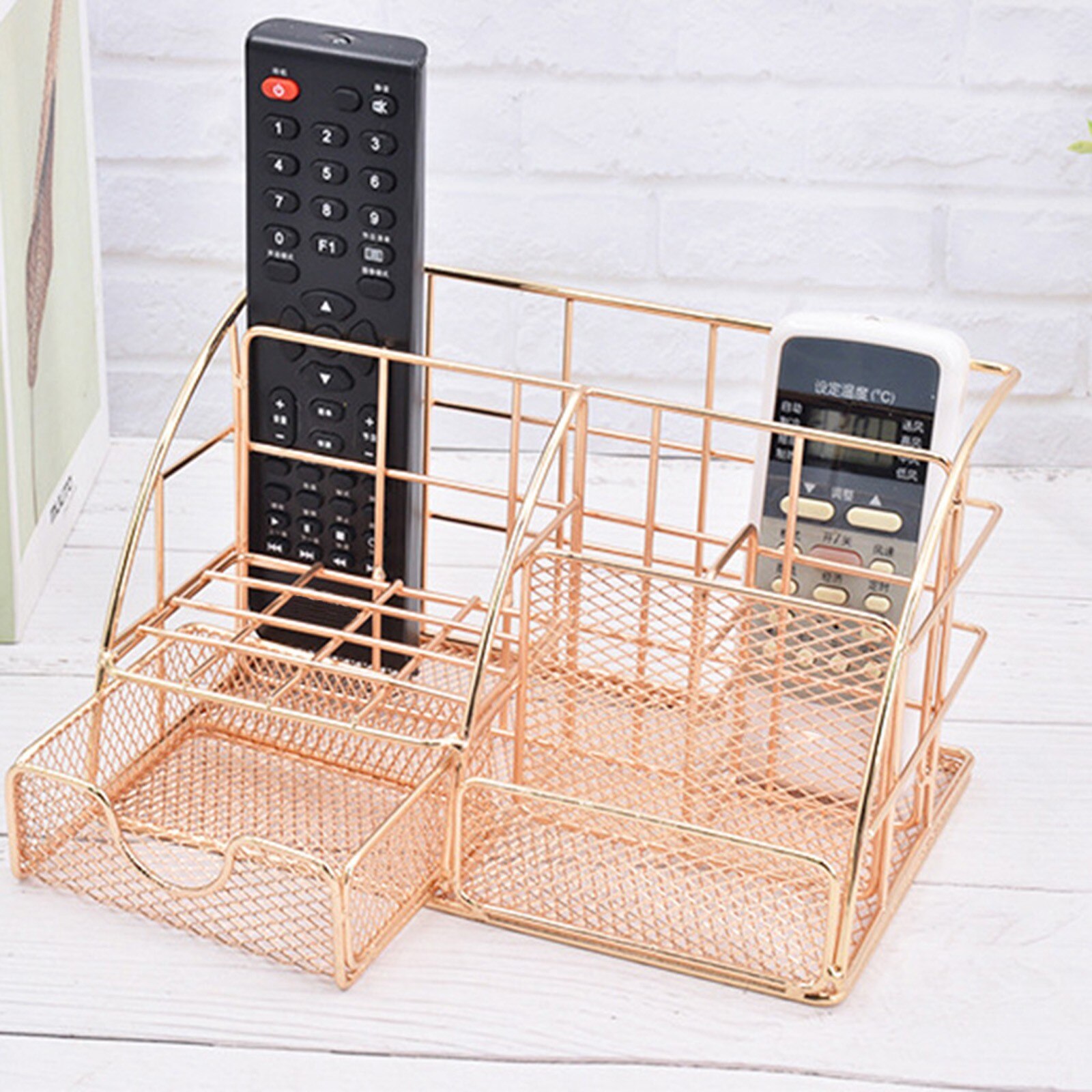 Mesh Office Supplies Accessories with Drawer for Home Office Desktop Rose Gold Desktop Organizer Stand School Office Stationery: C